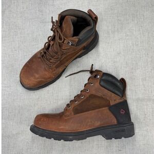Wolverine Work Boots Brown Leather 6 Inch Lace Up Utility Men's Size 11 WIDE